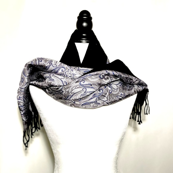 Unisex 100% Pure Silk 100% Wool Geoffrey Beene Classic Scarf Wrap double sided - Picture 4 of 6